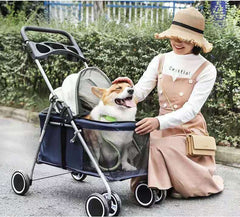 Portable Folding Pet Stroller Car Dog Cat Pika Small Lightweight Carriage