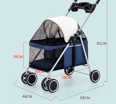 Pet Stroller Lightweight Folding Pet Cat Dog Rabbit Easy Installation Trolley